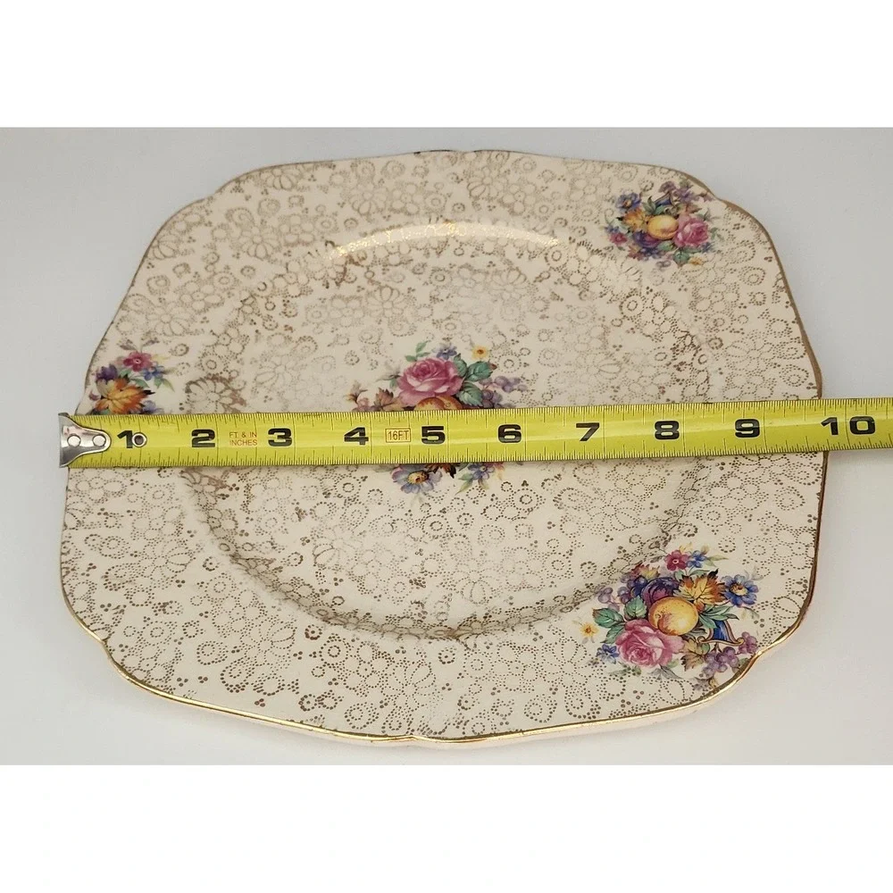 Hollinshead Kirkham Tunstall Square Plate Vintage Chintz Fruit Floral England